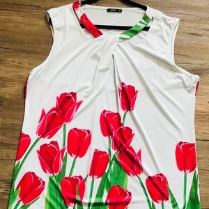 Lily by Firmiana size 3XL Floral Tunic with tulips